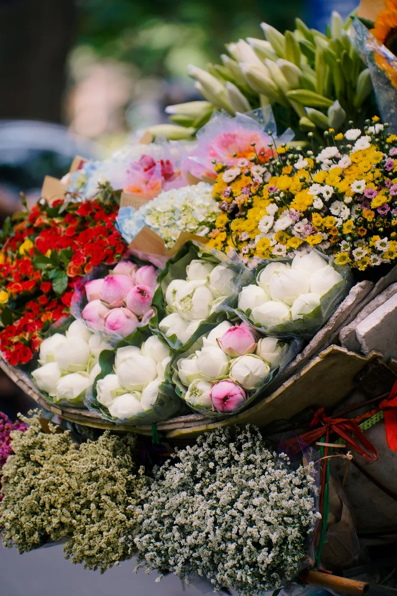 A spring flower market — flowers for March 8