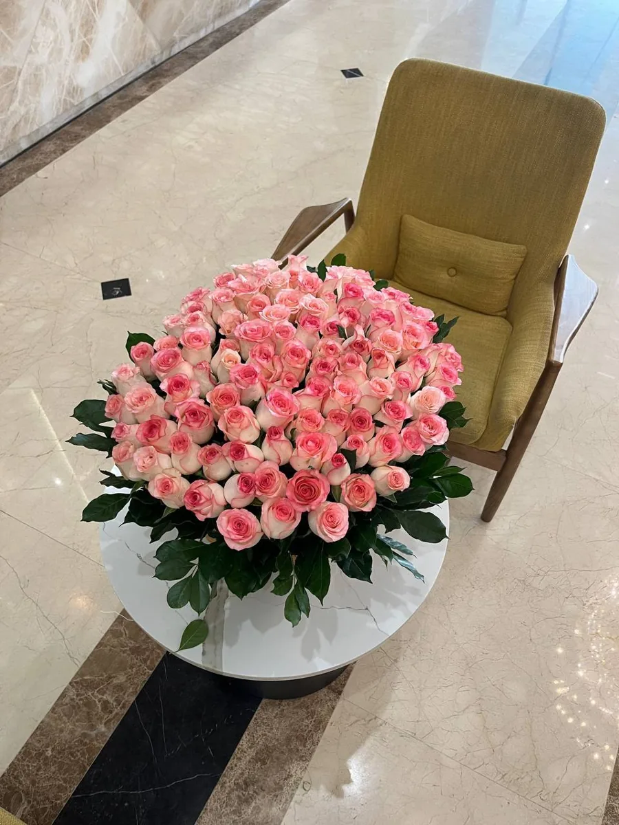 101 white-pink roses basket Nha Trang
