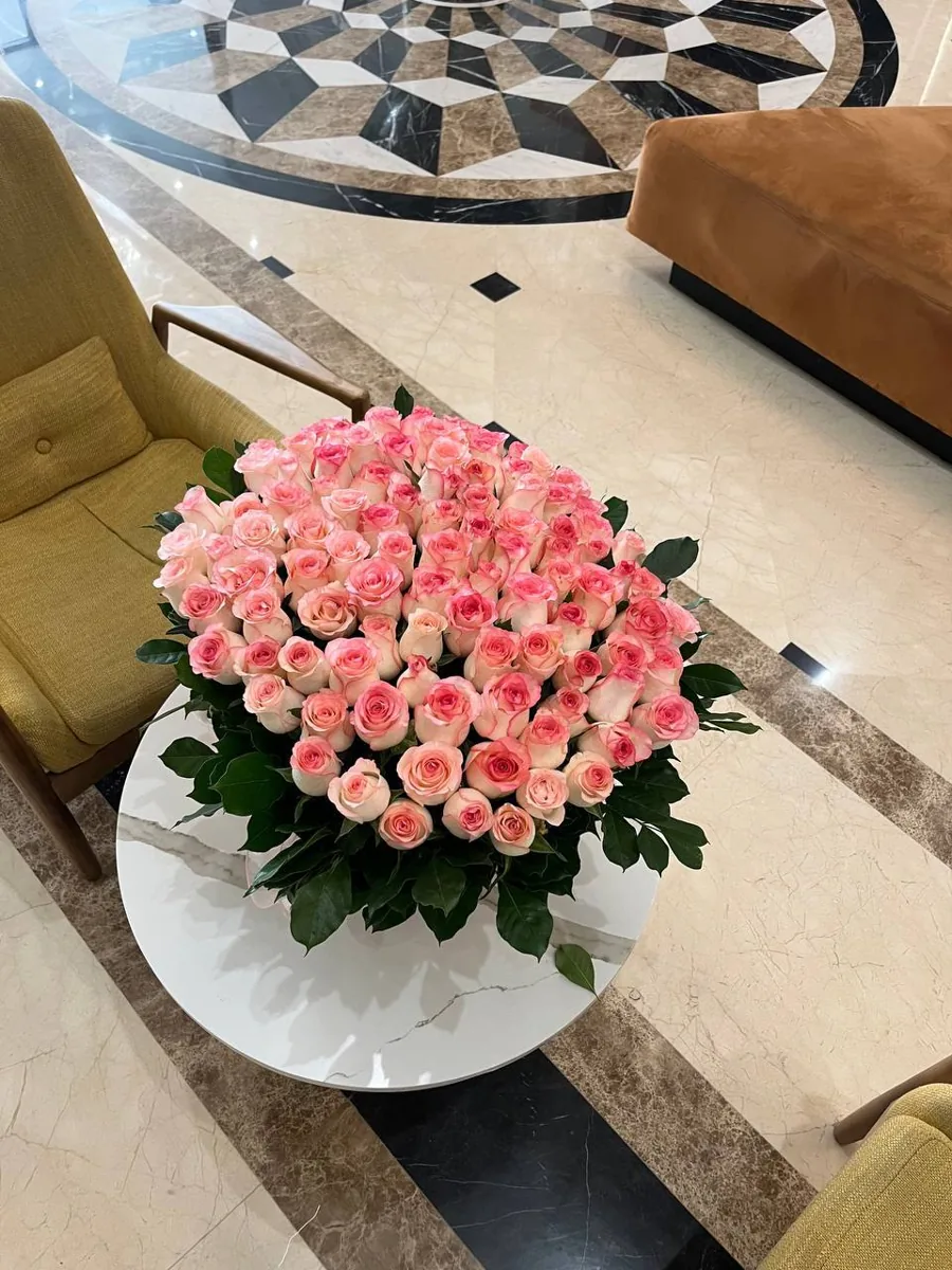 101 white-pink roses basket Nha Trang