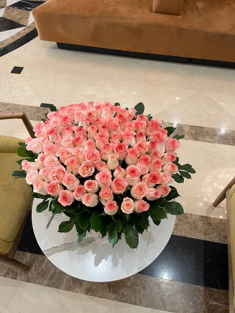 101 white-pink roses basket Nha Trang