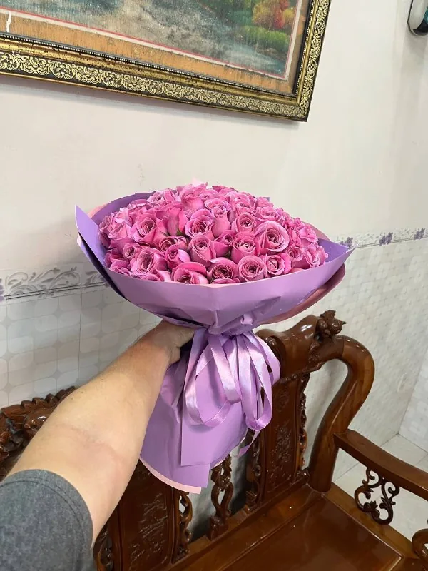101 фиолетовая роза и шоколадный торт Нячанг доставка