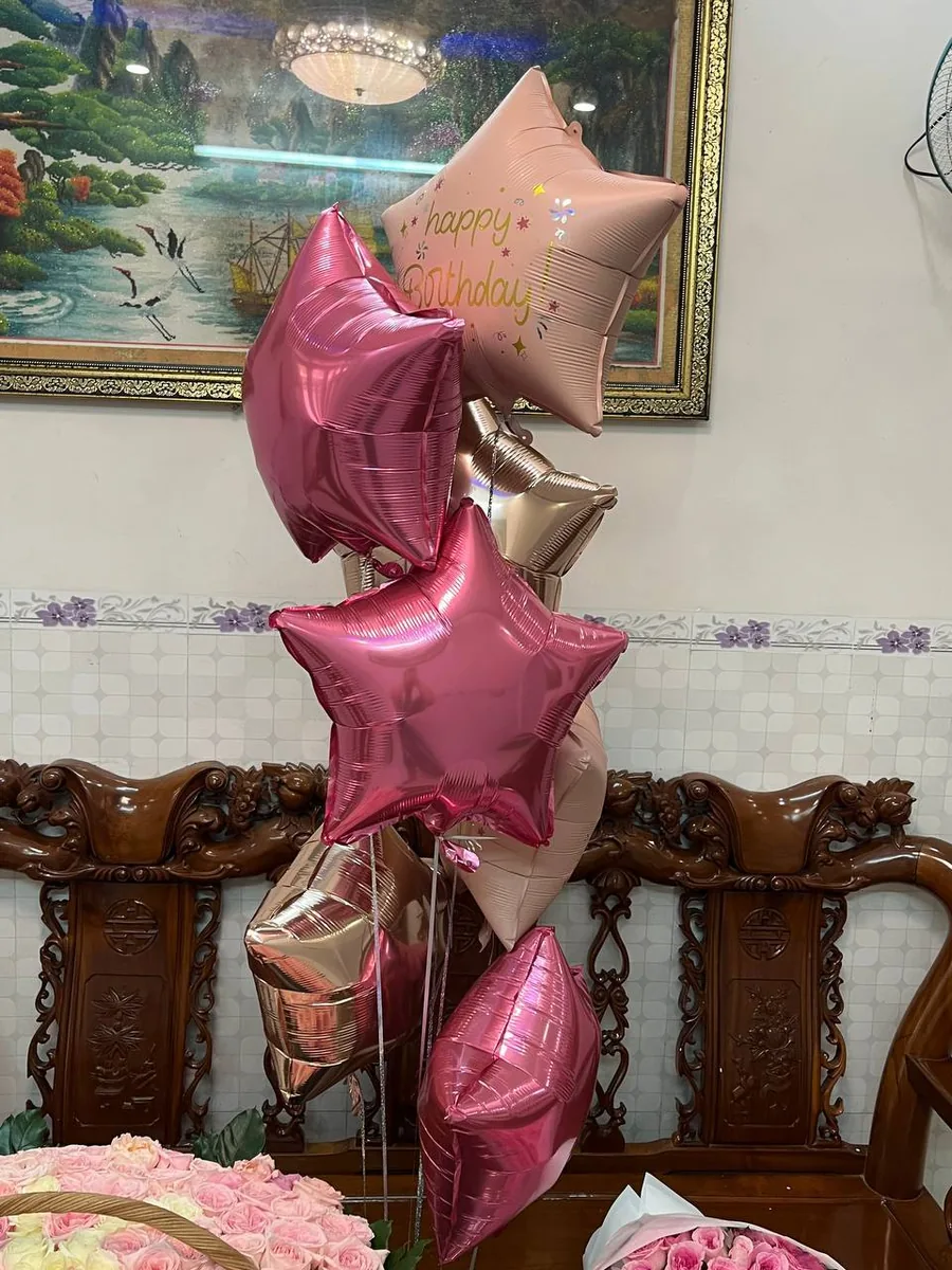101 pink roses basket letter K violet tinted bouquet balloon set S delivery Nha Trang 7