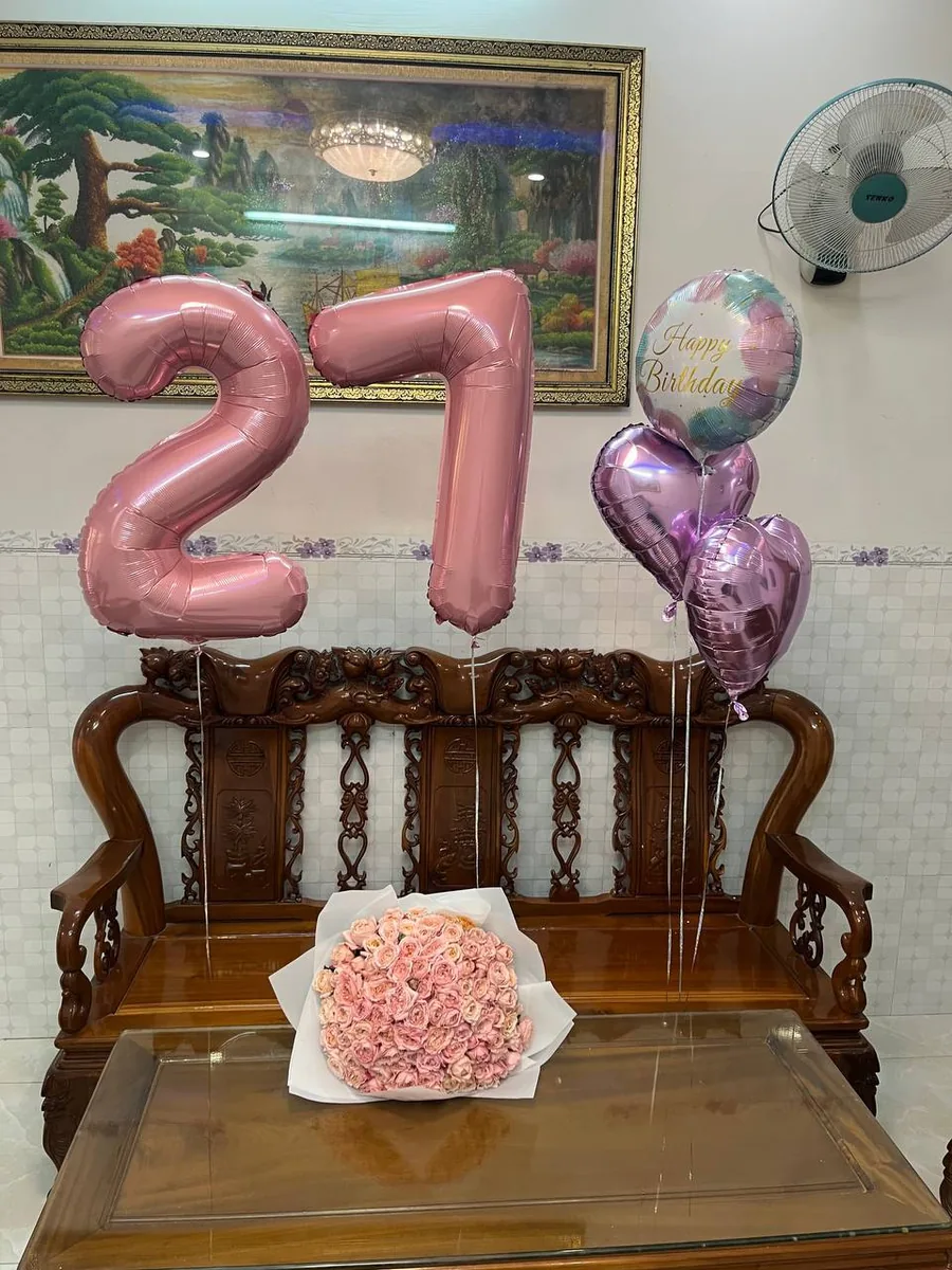 101 pink-peach roses and number balloon set Nha Trang delivery 1