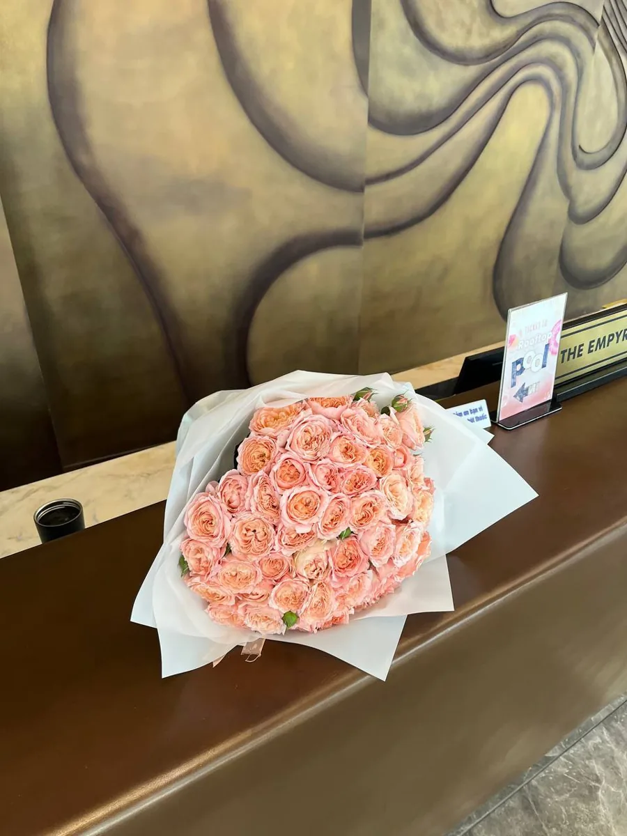 51 garden pink roses in white wrap delivery Nha Trang 2