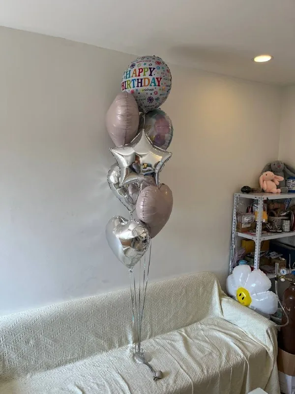 Beige and silver balloon set S 7 foil balloons delivery Nha Trang 1