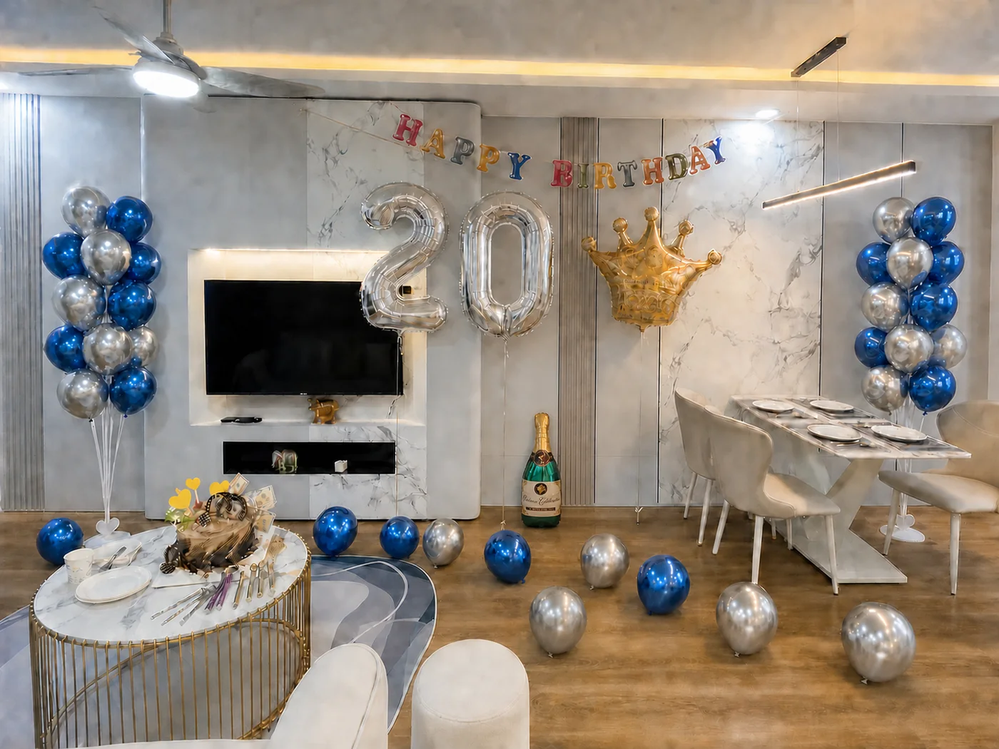 청년 생일 파티 준비 세트 실버 블루 나트랑 배달 1