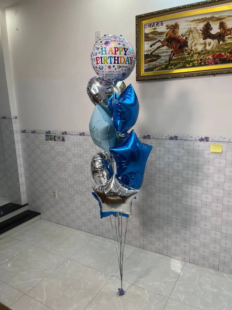 Blue-silver balloon set M 10 foil balloons delivery Nha Trang 9